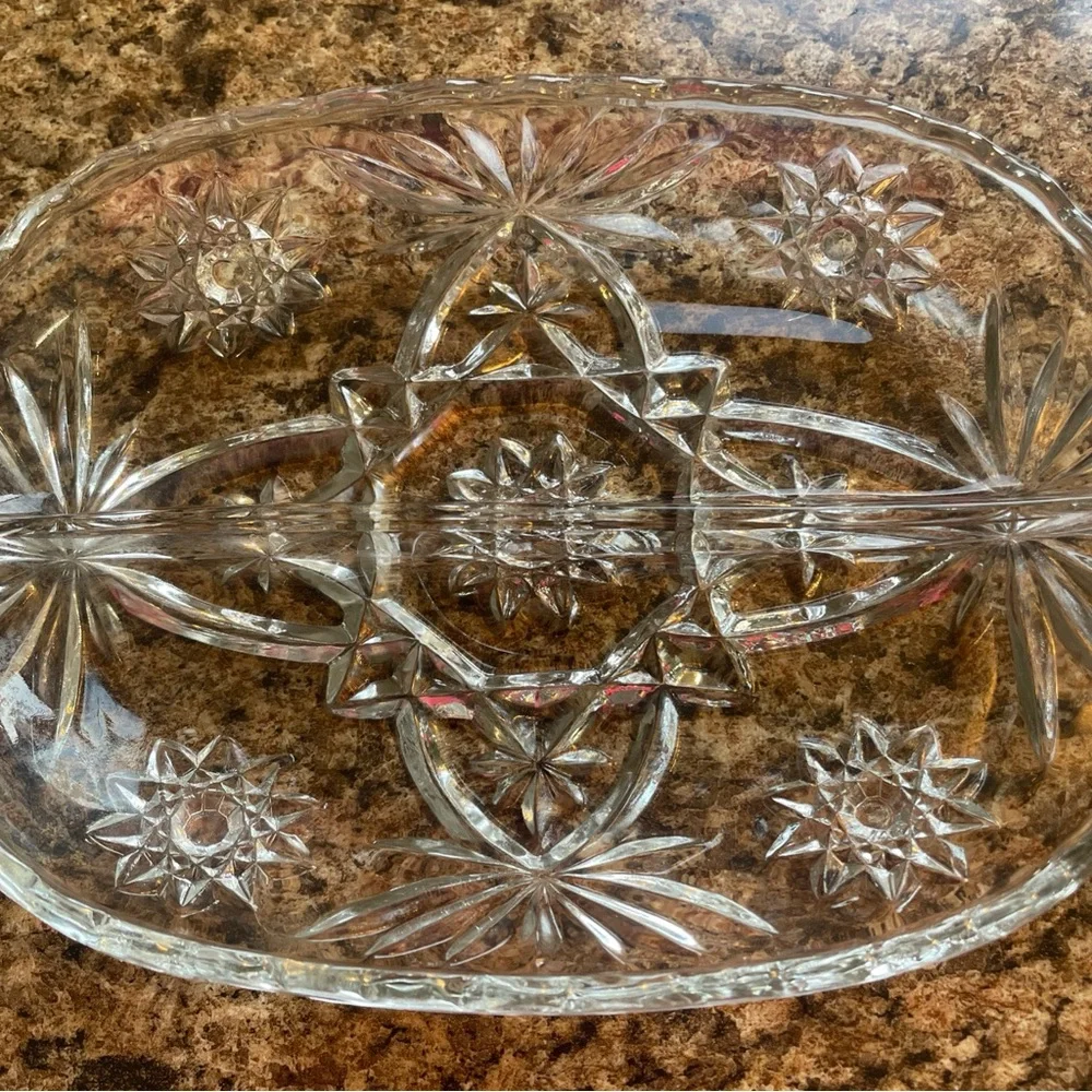 Vintage Anchor Hocking Glass Divided Relish Dish Tray